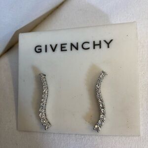 Givenchy Silver Cubic Zirconia Pierced Earrings